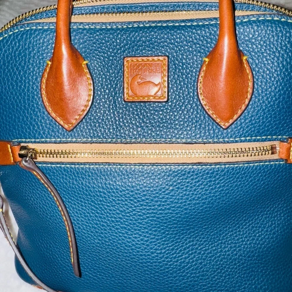 Dooney & Bourke Teal and Tan Satchel